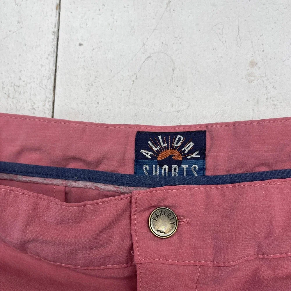 Faherty All Day Shorts Mens 36 Pink Hybrid Swim Trunks Chino Boardshorts Stretch